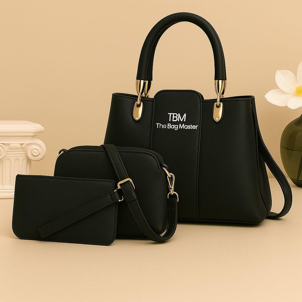 Women's Rexine Plain Hand Bag Set